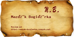 Mazák Boglárka névjegykártya